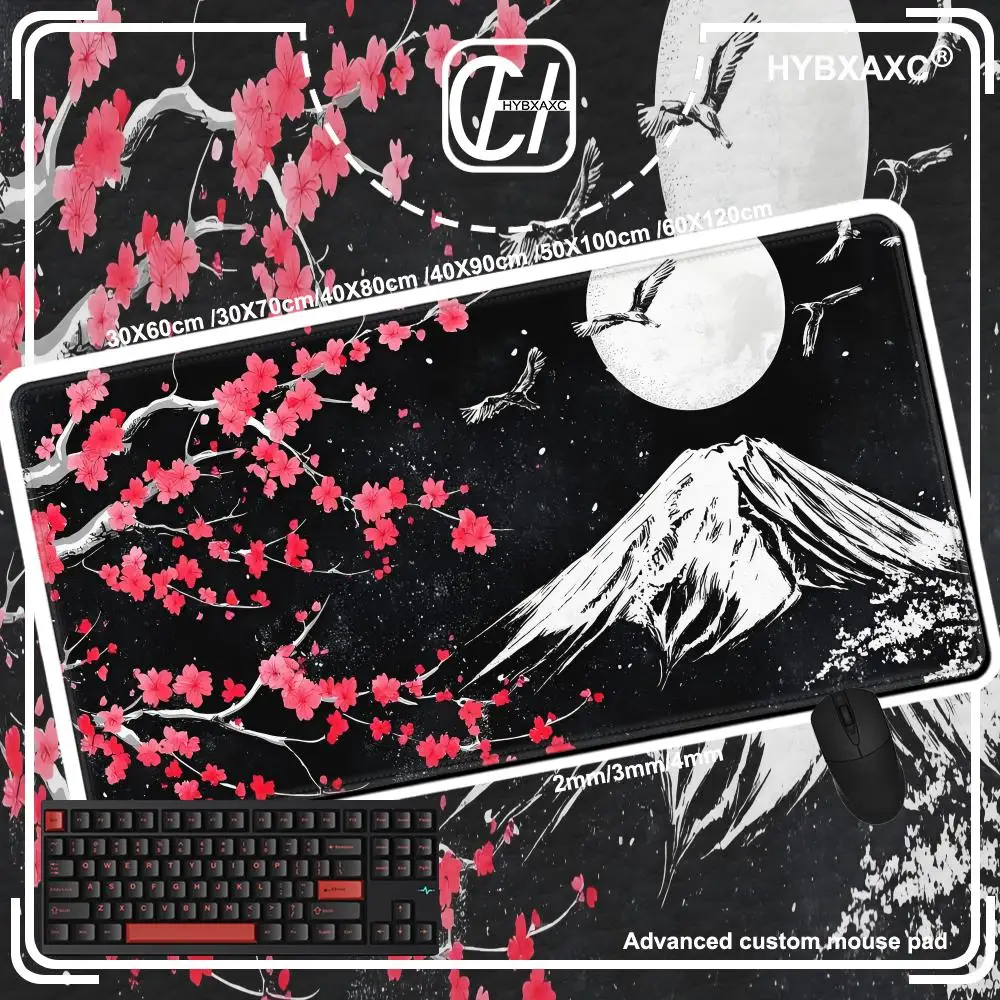 Sakura Moonlight Large Mouse Pad Rectangular Design Japanese Desktop Accessory Xxl Non-Slip Mat Computer HYBXAXC Tables Cushion