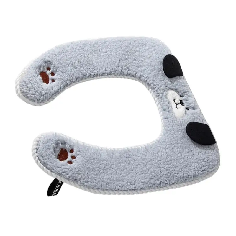 

E8BD Cartoon Winter Toilet Cover Thick Toilet with Handle Keep Warm and Comfort
