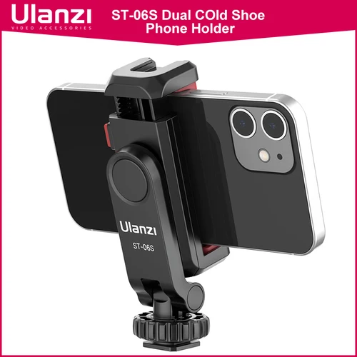 Ulanzi ST-06S soporte Vertical para teléfono trípode con zapata fría para micrófono Clip de teléfono ligero para iPhone 12 soporte para Vlog Smartphone