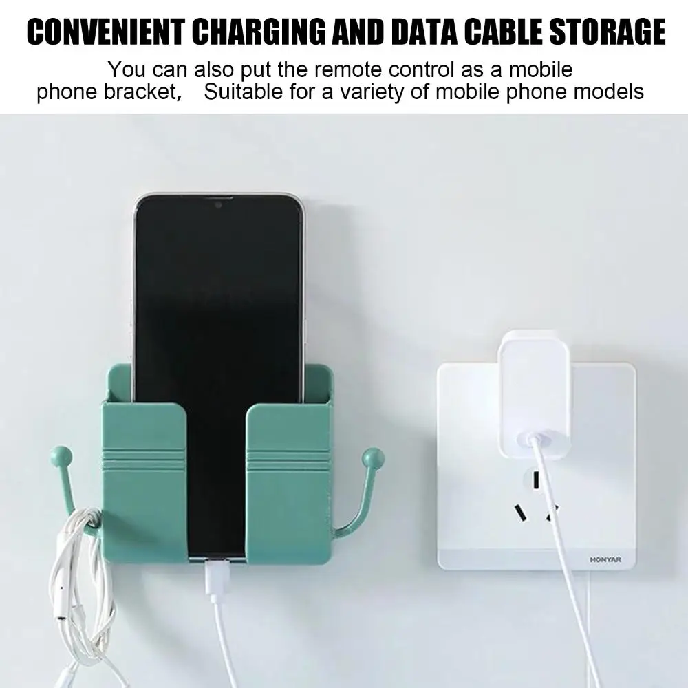 Charging Phone Organizer Box Adhesive Remote Control Storage Data Cable Hooks Phone Holder Phone Stand