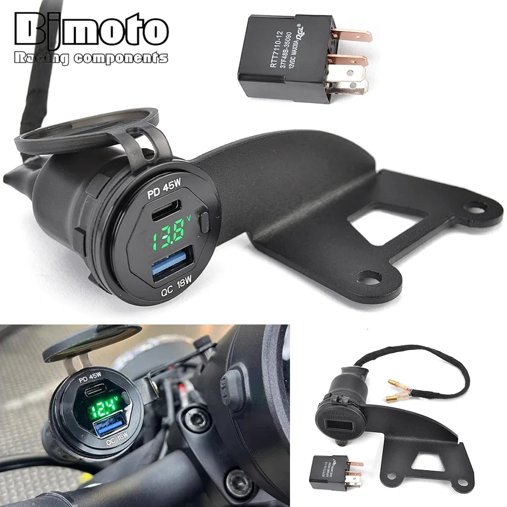 

For Honda Rebel CMX300 CMX500 CM300 CM500 2023 2024 Motorcycle Socket Adapter Plug USB C Type Adapter Charger