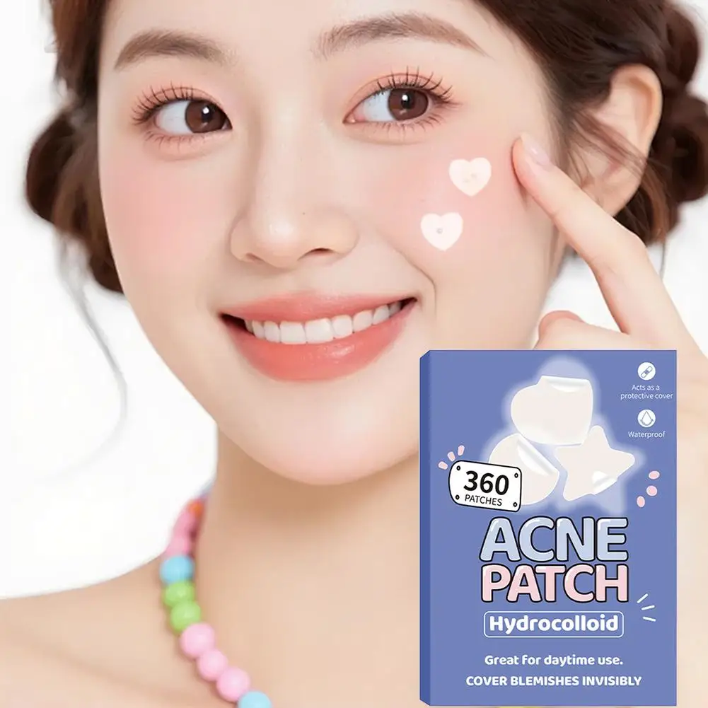 Toppe per brufoli per il viso 360 conteggi, stelle carine Cuori Punti Toppe idrocolloidali per l'acne per breakouts Zit Patch per brufoli Cura della pelle