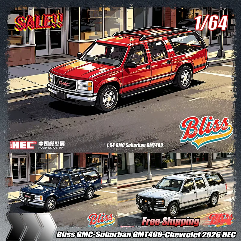 

New 1:64 Bliss Gmc-Suburban Gmt400-Chevrolet 2026 Hec Exhibition Simulation Alloy Miniature Diecasting Car Model Custom Toy Gift