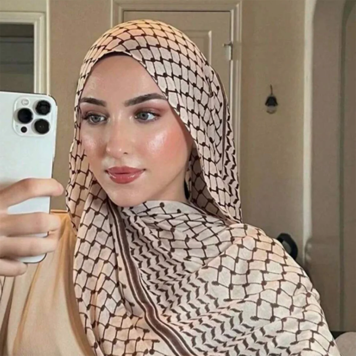 Novos estilos árabes lenço impresso feminino muçulmano hijab lenços islâmicos xale árabe longo cachecol de oração respirável xadrez longo cachecol