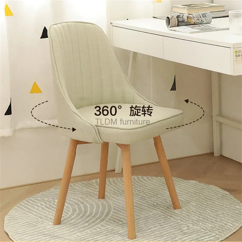 Household Students Desk and Chair Simple Modern Furniture Wood Dining Chair Study Swivel Chair Pink Vanity Chairs for Bedroom