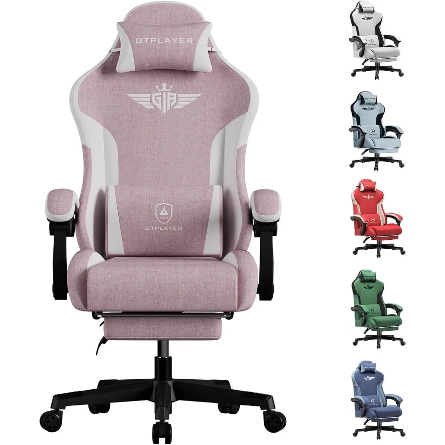 Gaming Chair Computer Office Chair Lumbar Support Linkage Armrests and Footrest Ergonomic Game Chair for Adults with Extended B