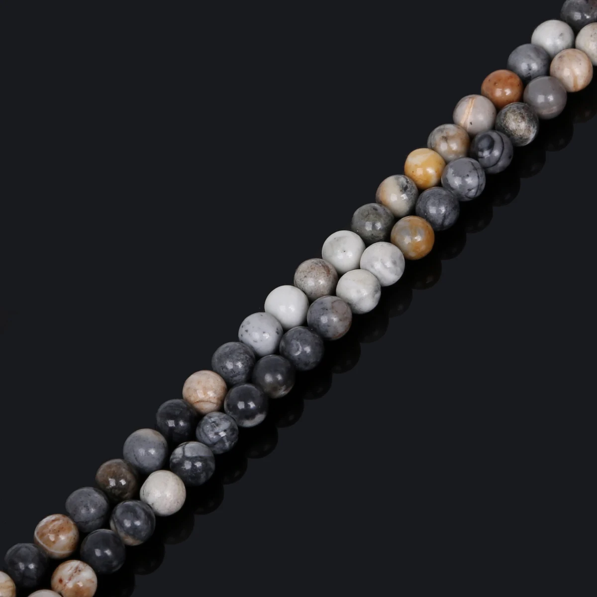 Naturstein Light Picasso Stone Runde lose Spacer-Perlen für Schmuckherstellung DIY Armbänder Halsketten – Detail 5