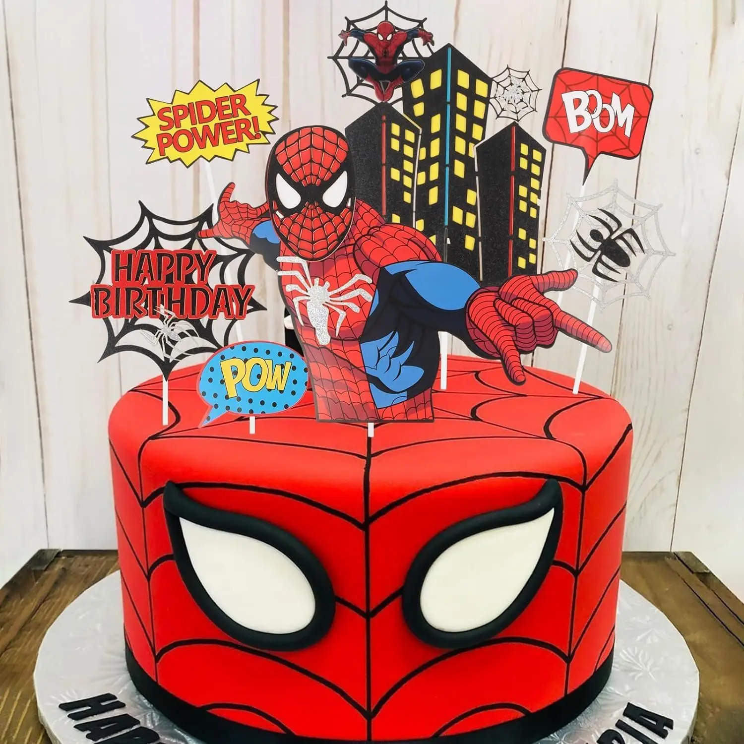 MINISO Super Hero Spiderman Cake Topper Cupcake Toppers Cake Decorations Avengers Ornaments Kids Birthday Party Cake Decorations