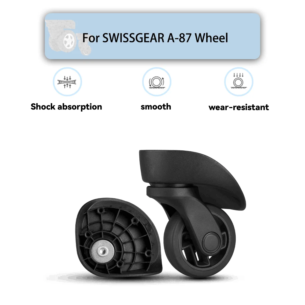 

For SWISSGEAR A-87 Universal Wheel Black Replacement Suitcase Silent Smooth Shock Absorbing Rotating Durable Accessories Wheels