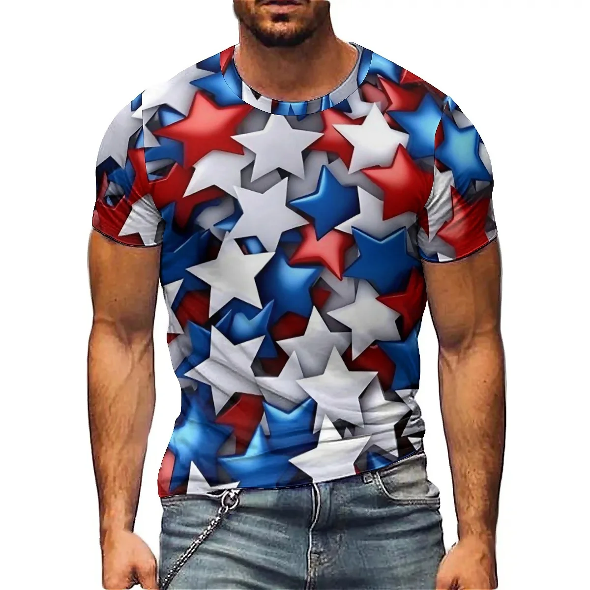 

Retro Design Men's 3D Printed Short-Sleeve T-Shirt - Crew Neck Printed Top