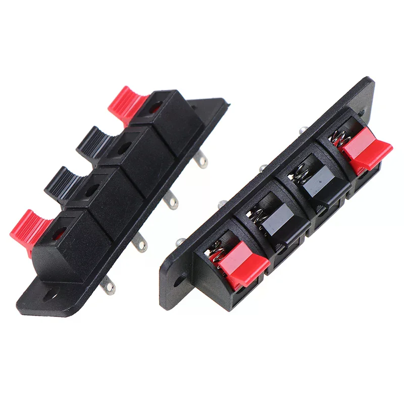 2PCS 4 Positions Spring Connector Terminal Audio Speaker Terminals Wiring Clip Used For Voice Box Loudspeaker