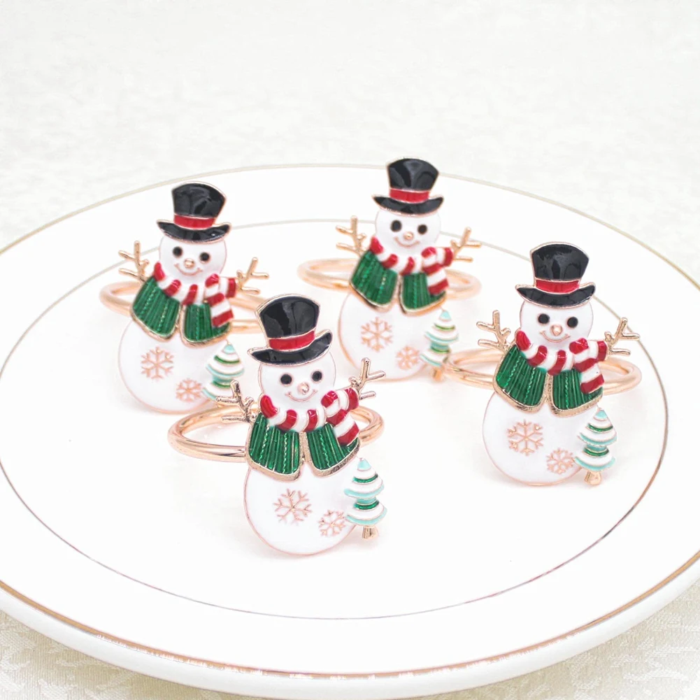 Christmas Snowman Napkin Rings Holder for Snow Parties, Birthday Parties, New Year'S, Christmas, Banquet Decoration