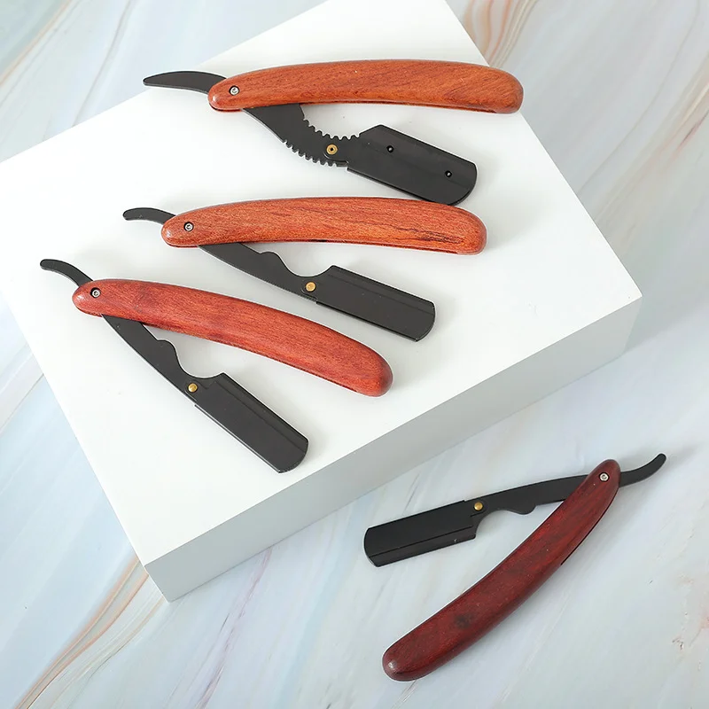 

Manual Shaver Wooden Handle Salon Edge Razor Barber Metal Folding Shaving Straight Razor for Man