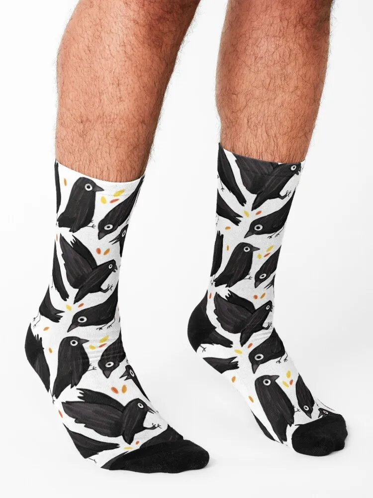 Cute crow pattern Socks happy Stockings golf sheer Luxury Woman Socks Men's