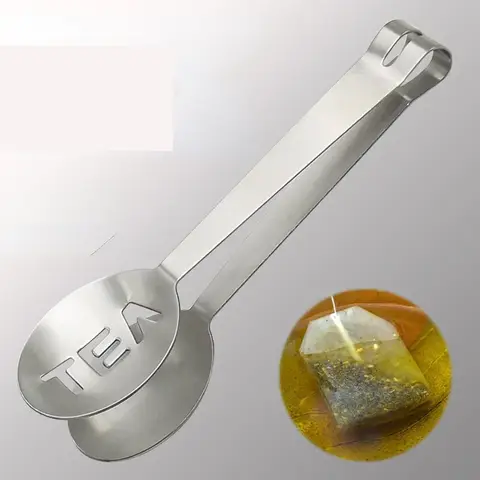 두꺼운 티백 클립 집게 스테인레스 스틸 티백 압착기 차 잎 스트레이너 홀더 그립 스푼 미니 설탕 클립 안티 핫 클램프