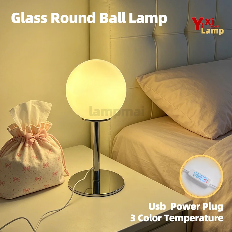 

Murano Glass Table Lamp Modern Minimalist Bedside Lamp Decorative Desk Lamp for Dorm Study Room 3 Color Temperature Light