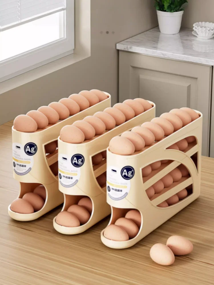 

Egg Dispenser Automatic Rolling Egg Tray Organizer, Space Saving Refrigerator Egg Roller,Holds 30 Eggs Simultaneously