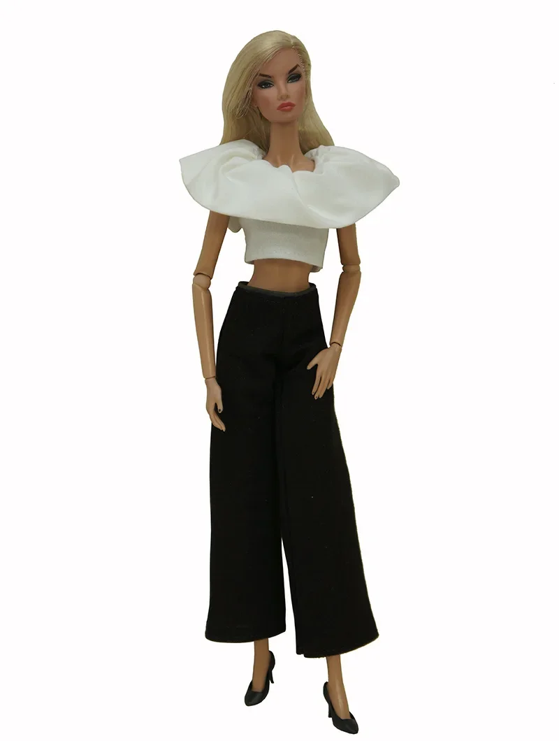 Clothes set / white top + long black pant / 30cm doll summer wear clothing suit outfit For 30cm Xinyi Fr2 ST Barbie Doll Xmas