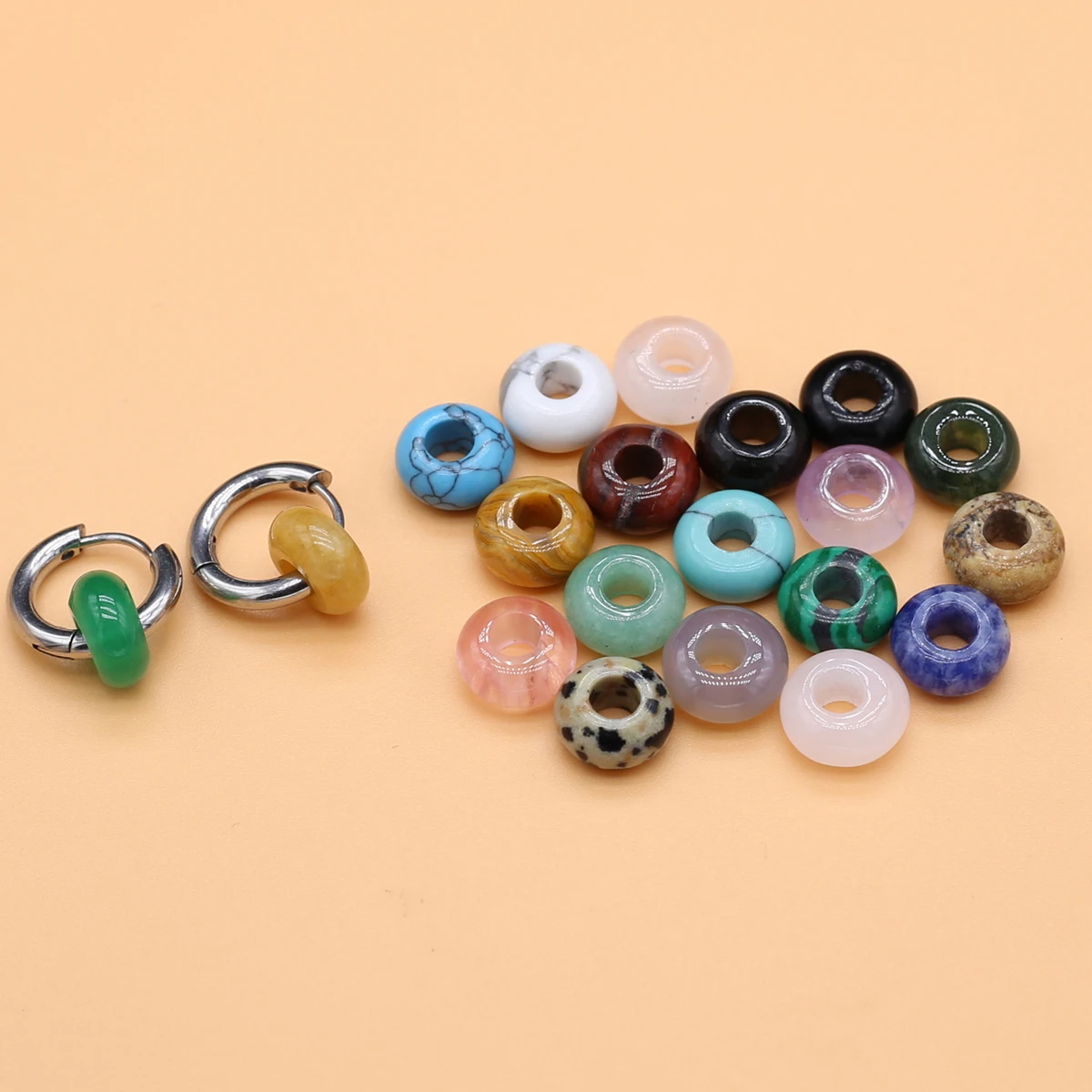 10pcs 5x10mm Abacus Beads Shape Natural Stone Crystal Beads Tiger Eye Agate Quartz Beads for Jewelry Making Necklace Bracelet