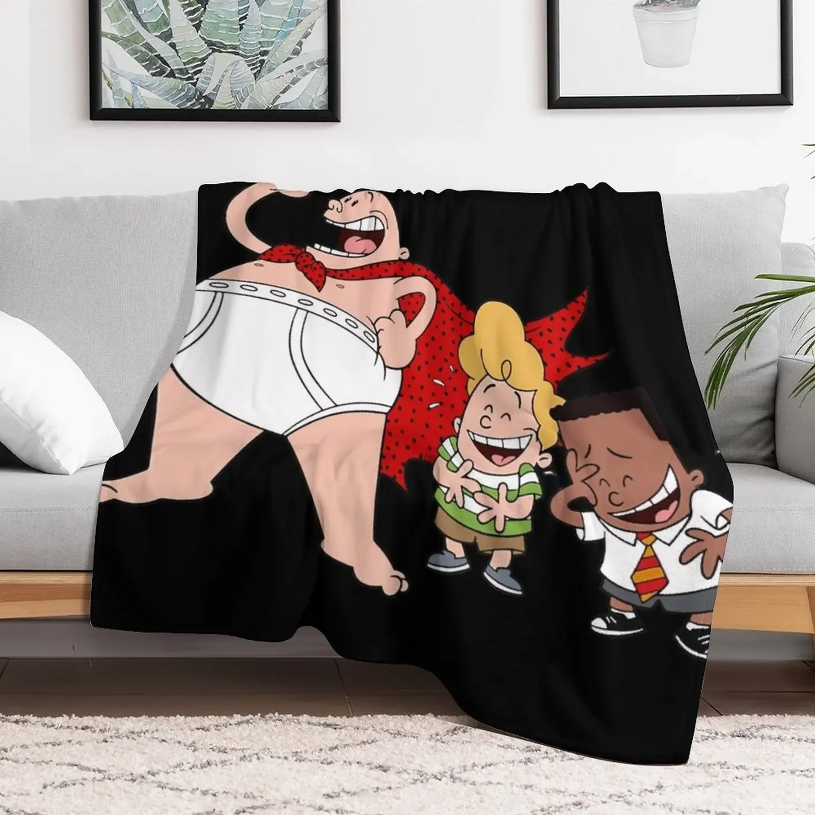 captain underpants cartoon Throw Blanket Sofa Quilt Plush Hairy for babies Blankets