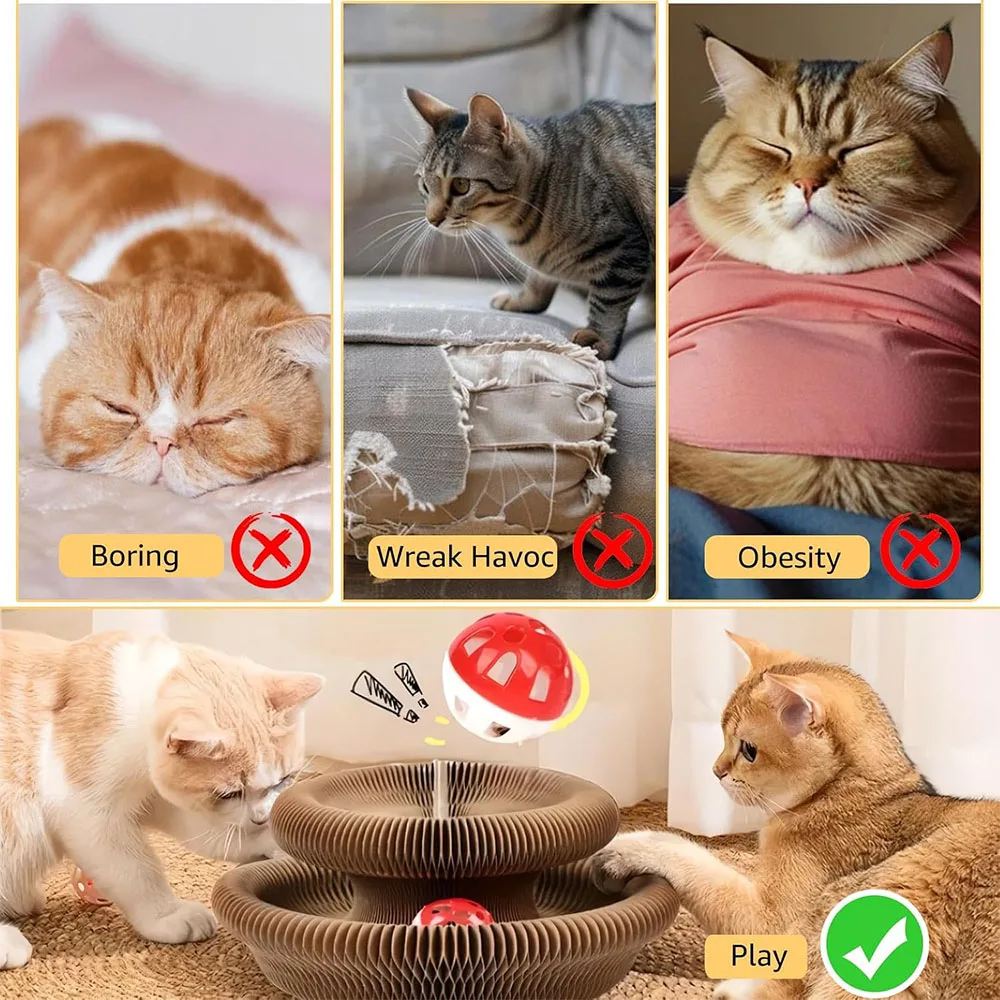 ماجيك الجهاز القط خدش مجلس التفاعلية خدش القط لعبة القط الأكورديون لعبة القط طحن مخلب خدش مجلس مستلزمات الحيوانات الأليفة #4