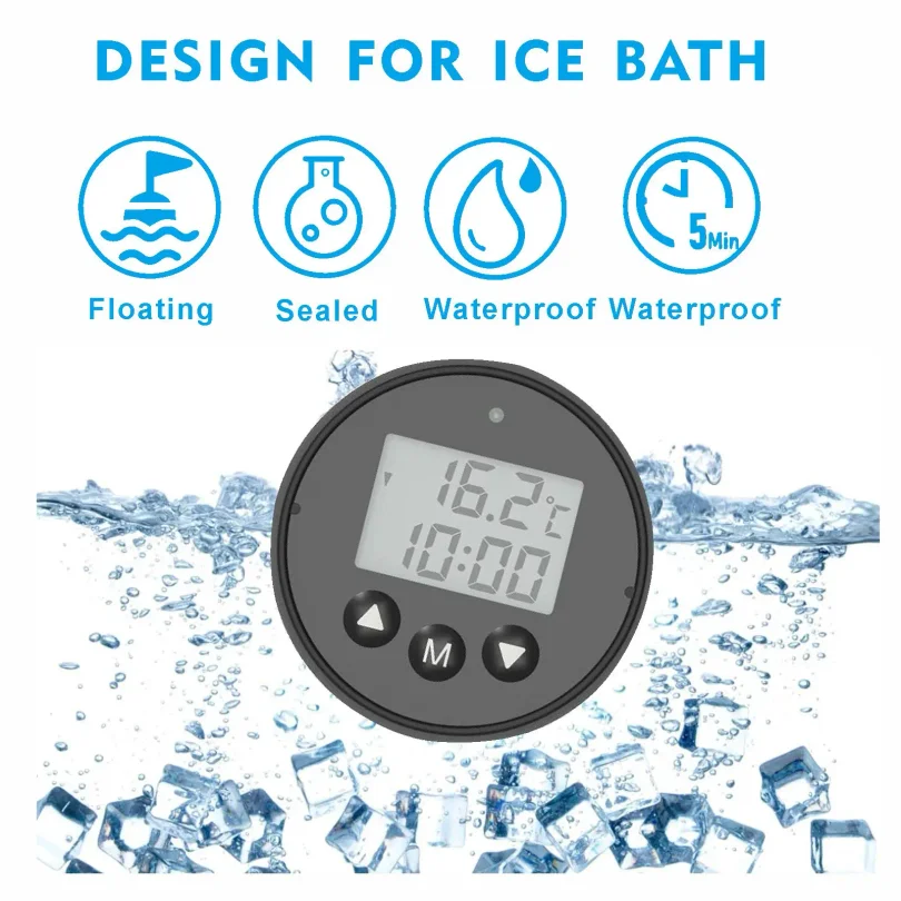 Digital Ice Bath Thermometer Floating Electronic Ip67 Cold Temperature Ice Bucket Challenge Tool Outdoors Swim Cold Plunge Timer