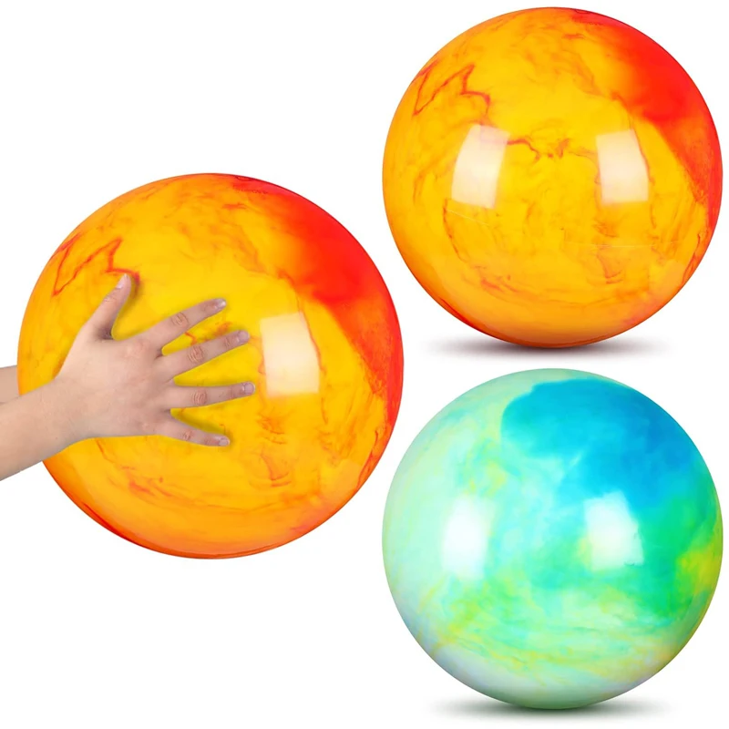 Marbleized Bouncy Balls 12Inch Carnival Inflatable Party Favors Blow Up Toys For Kids Outdoor Beach Park Backyard Playground