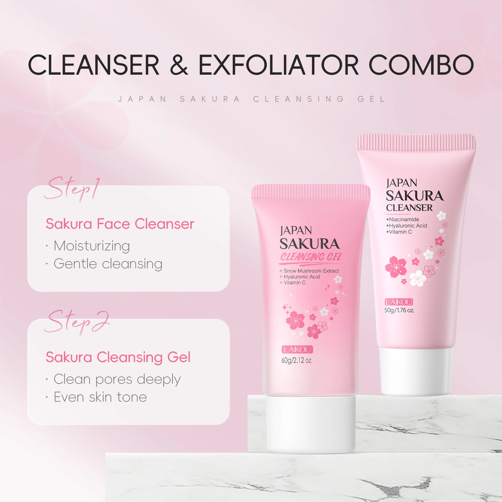 

LAIKOU Cherry Blossom Exfoliating Gel, Gentle Dead Skin Remover for Face, Hydrating Deep Cleansing Scrub for Rough Skin 60g
