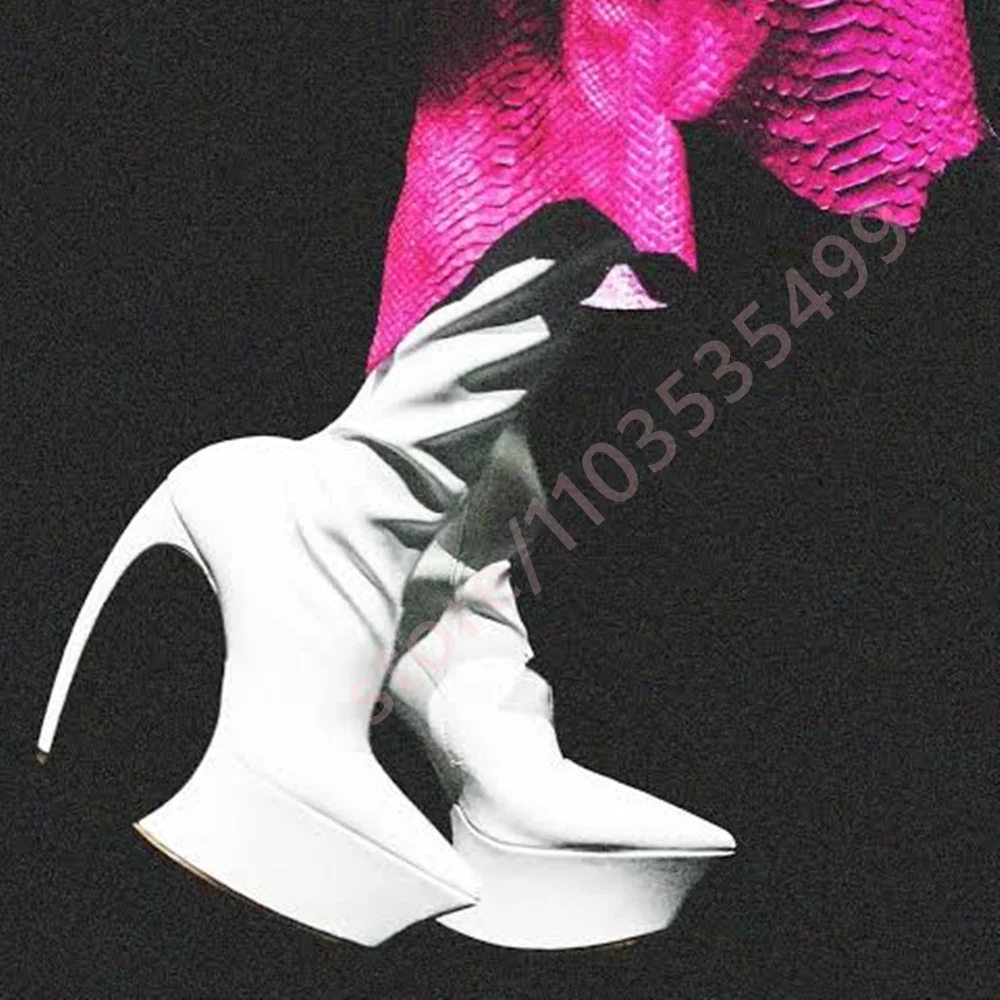 

Platform Edgy Heel Runway Elastic Boots 2026 New Pointed Toe Solid Color High Heel Long Boots Fashion Women'sparty/stage Boots