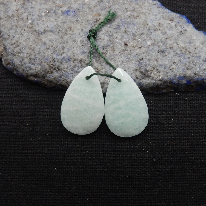 Natural Amazonite Waterdrop Gemstone Earring Beads 24x15x4mm 4.9g for DIY Jewelry Making - Jewelry Accessories Ideal Gift Choice