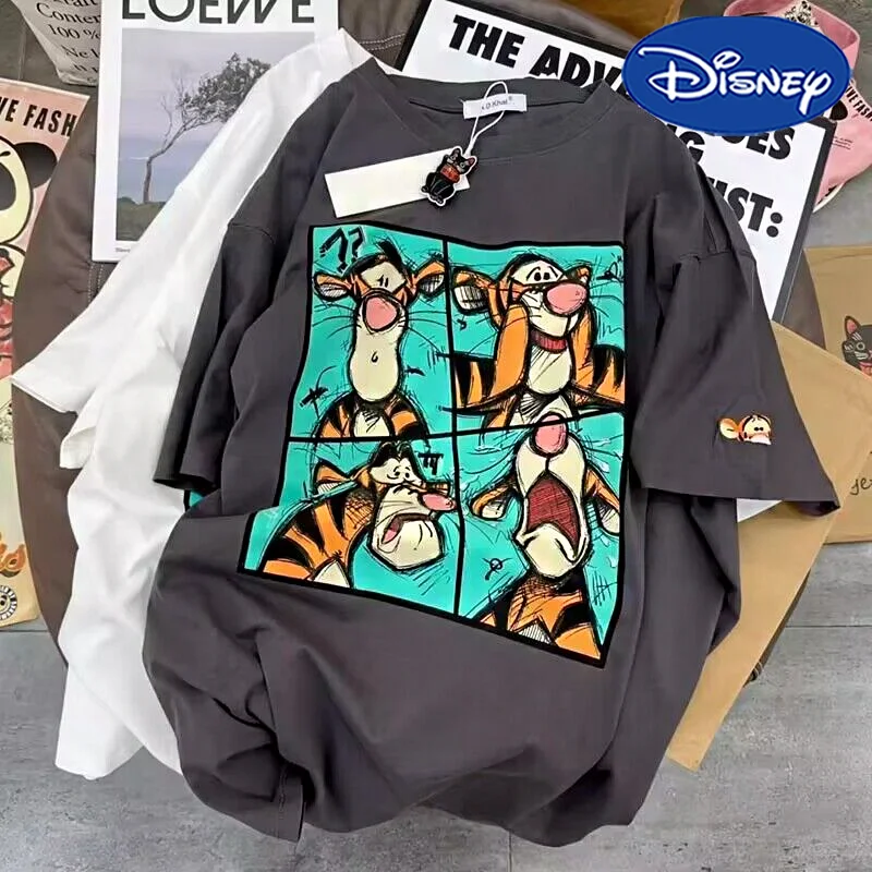 Disney Teigetje T-shirt Cartoon Zomer Paar Casual Ronde Hals Gedrukt Ademend T-shirt Y2K Zomer Leuke Meisjes Korte Mouw Top