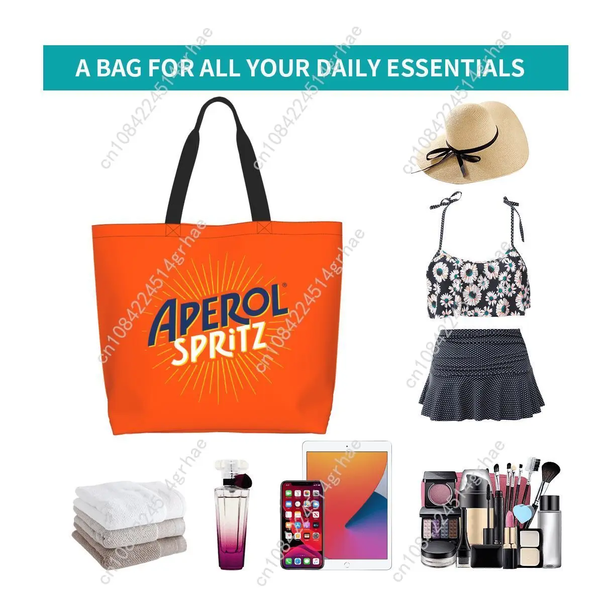 Sac fourre-tout personnalisé Aperol Spritz pour courses, en toile imprimée tendance, grand sac à bandoulière durable de grande capacité