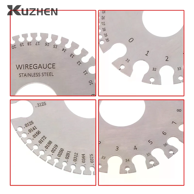 Stainless Steel Measurer Tool Welding Inspection Wire Gauge 0-36 Round AWG SWG Wire Gauge Thickness Ruler Gauge Diameter