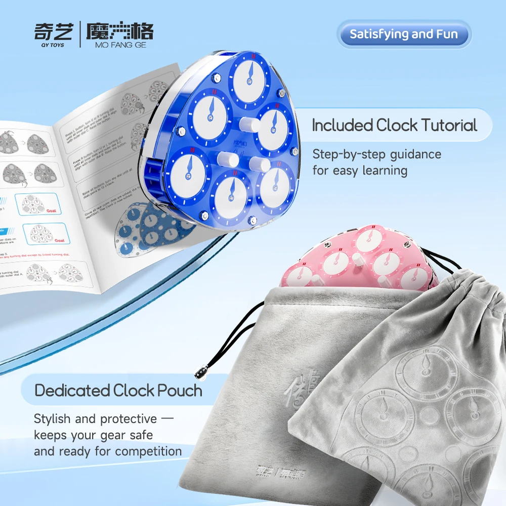 

QiYi 3x3 5x5 Clock Pink Blue 2 Version Competitive Clock Speed Cubing Puzzle Toys Cubo Magico Kid Gift