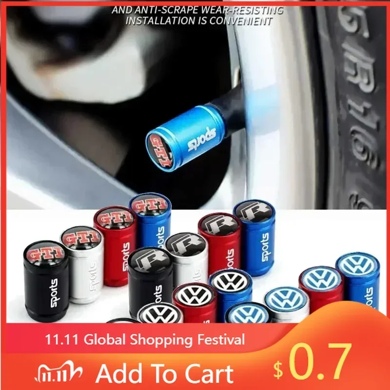 

For VW New 4PCS Car Wheel Tire Air Valve Caps Stem Cover For Volkswagen Passat Santana Touareg Tiguan GTI Rline Jetta Beetle S