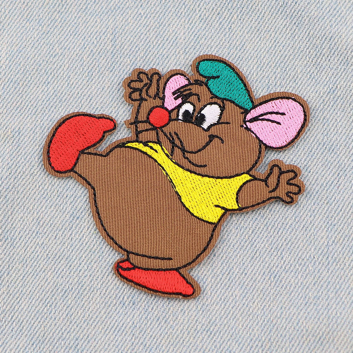 Cartoon Mouse Patches For Clothing Cute Animal Patches Appliques Iron on Badges Clothes Stickers DIY Sewing Embroideriy Stripes