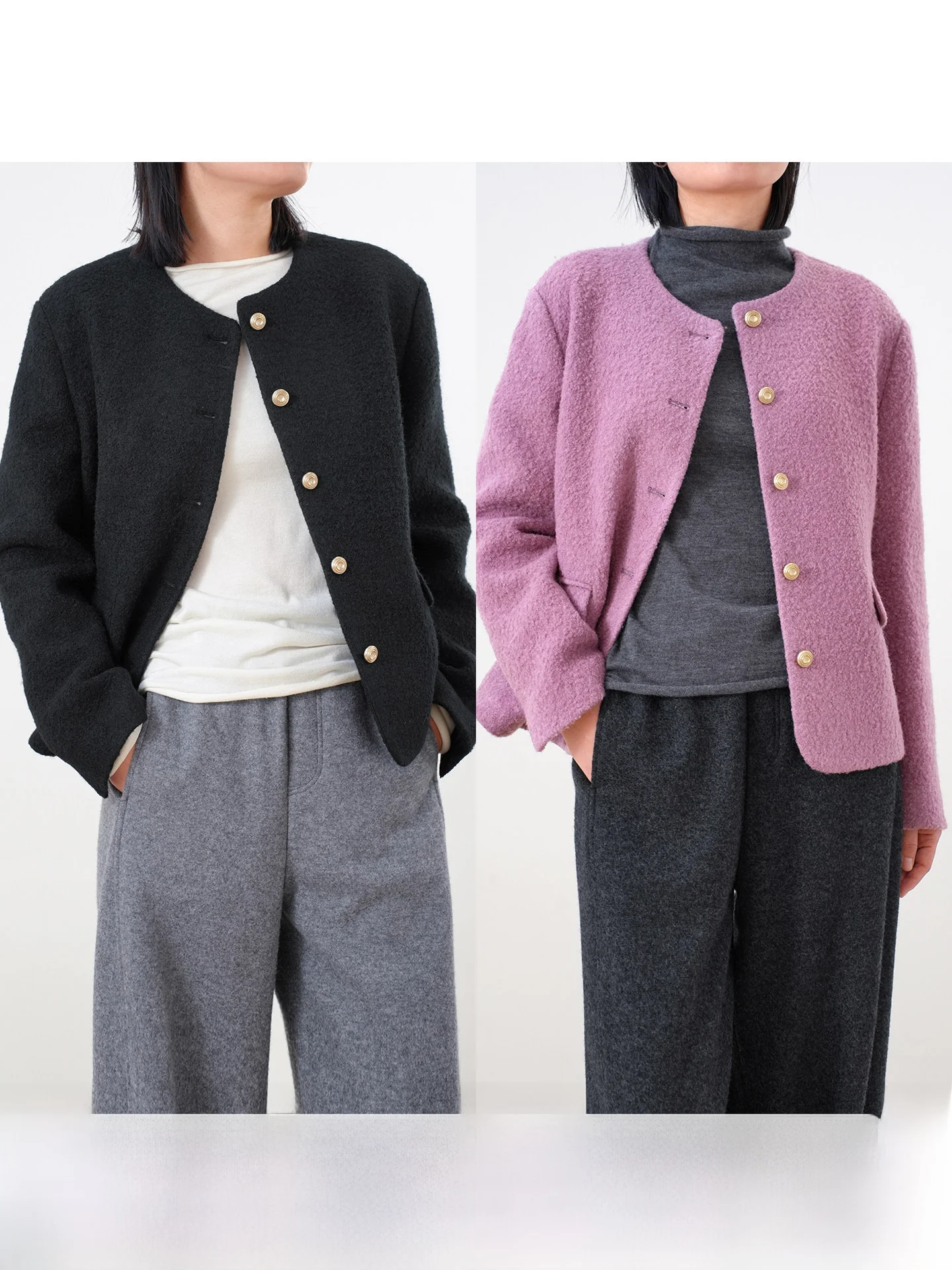 

ort Woolen Quilted Airy Feel Circle Yarn Coat Ele Commute Sle Women's Faion Winter Collection