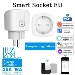 Smart Plug WiFi Socket EU Standard 16A/20A With Power Monitor Timing Function Tuya Smart Life APP Control Work Alexa Google Home