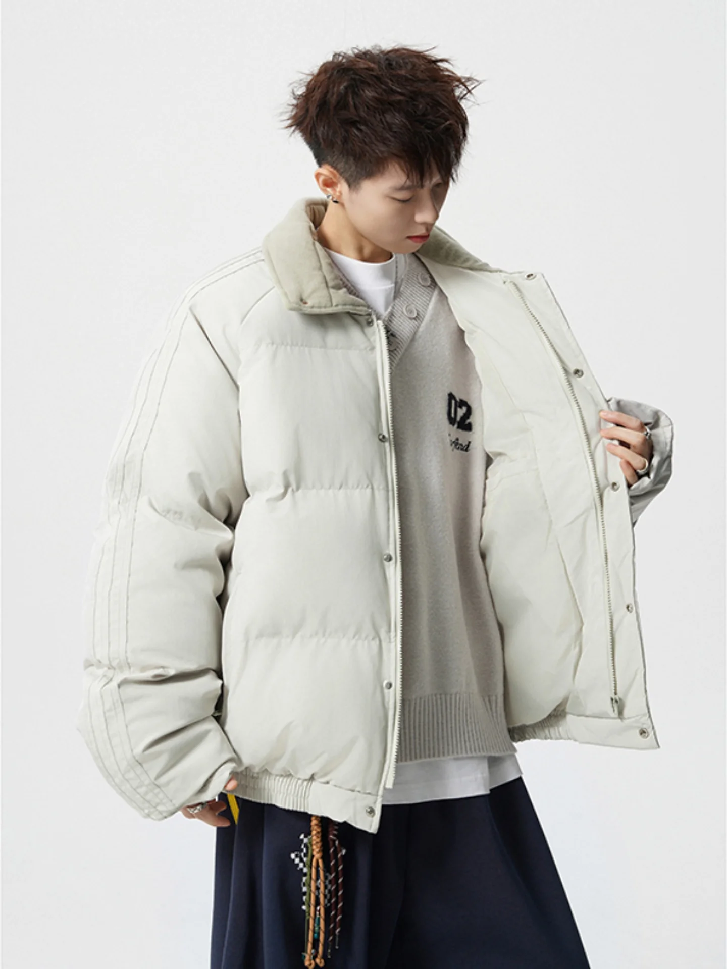 

Мужская повседневная теплая хлопковая куртка с отложным воротником в американском стиле, на молнии, с длинными рукавами, молодежная, модная, зимняя