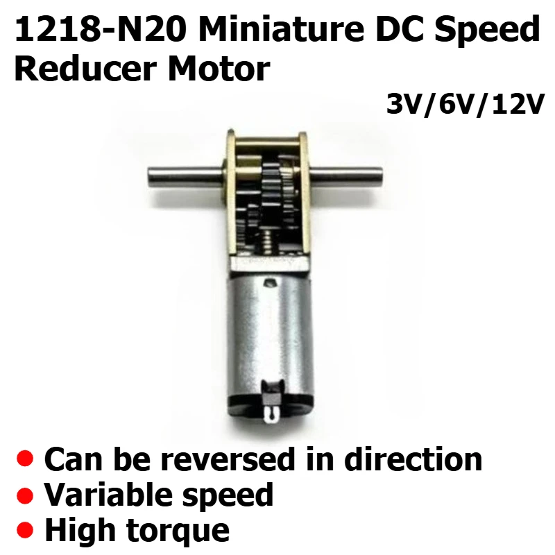 Motor reductor 1218-N20, tipo de engranaje de turbina horizontal, motor pequeño de CC en miniatura, rango de voltaje autoblocante: 3V, 6V, 12V