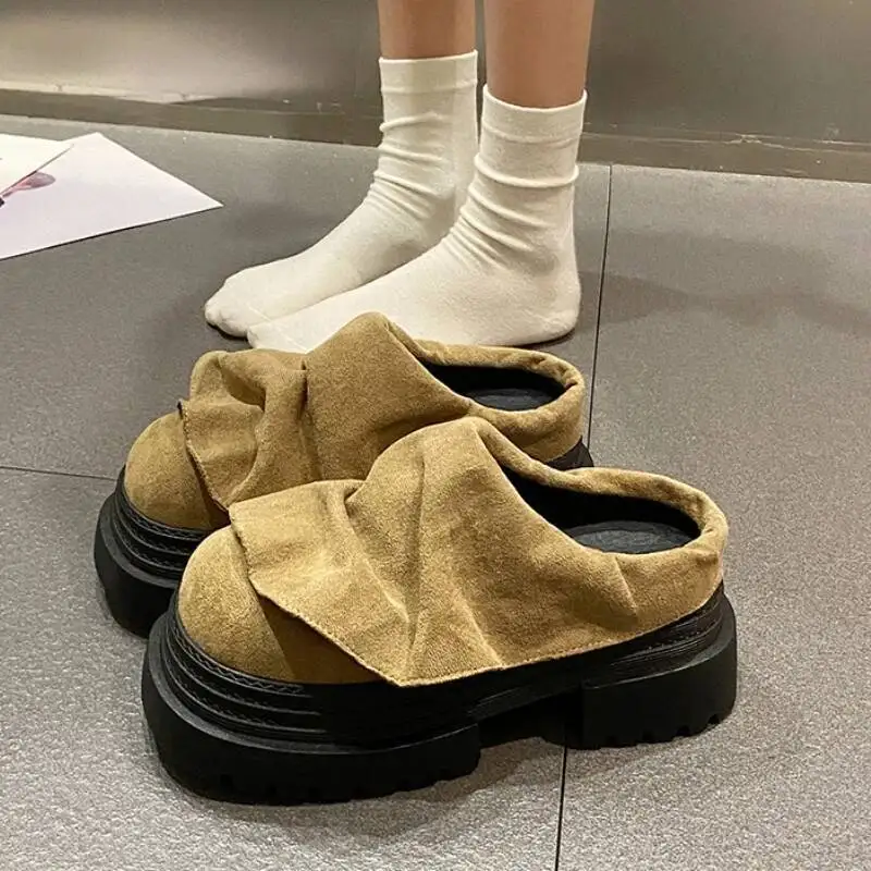 

Women Slippers Platform Chunky Shoes Suede Mules Shoes Winter Fashion New Woman Sneakers Slingback Flip Flops Casual Slides