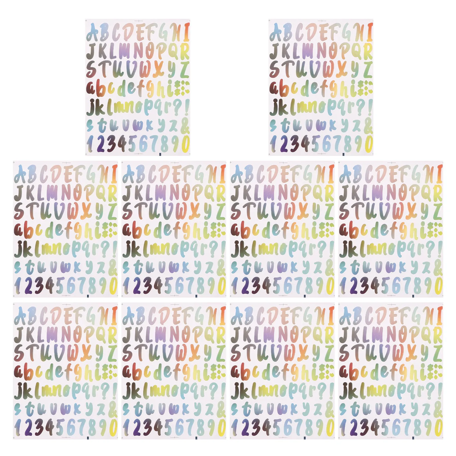 

10 Sheets Colorful Waterproof Vinyl Letter Stickers Small Alphabet Number Decals for Scrapbooking Water Bottles Door Letters