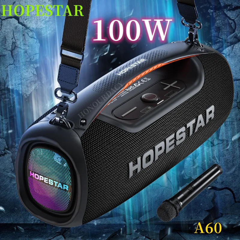 Hopestar A60 100W karaoke Bluetooth Speaker High Power Outdoor Portable Wireless Column Music Center Subwoofer Super Base Audio