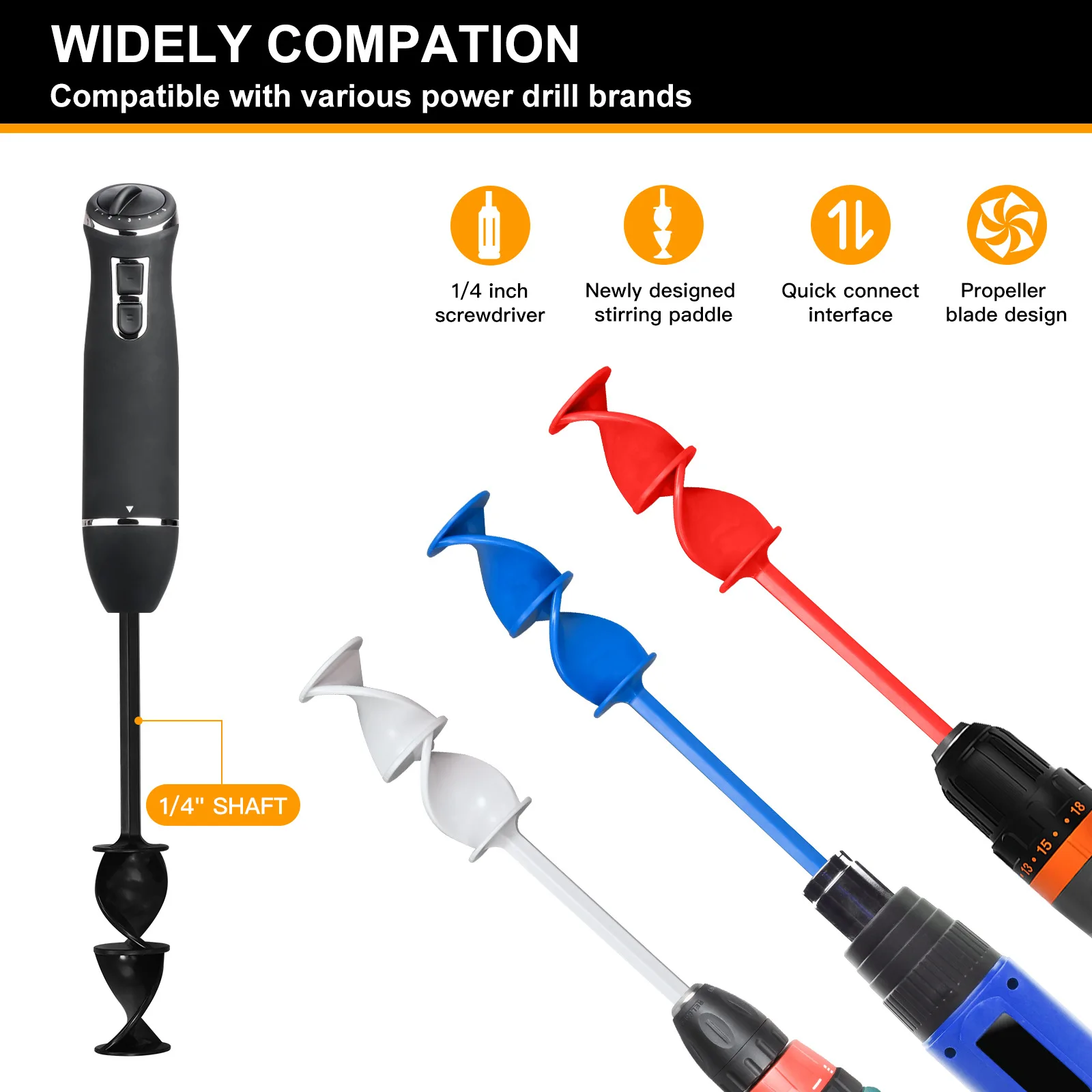 5Pcs Epoxy Mixer Paint Mixer Drill Attachment Resin Mixer Drill Paint Mixer Paint Concrete Plaster Reusable Mixer