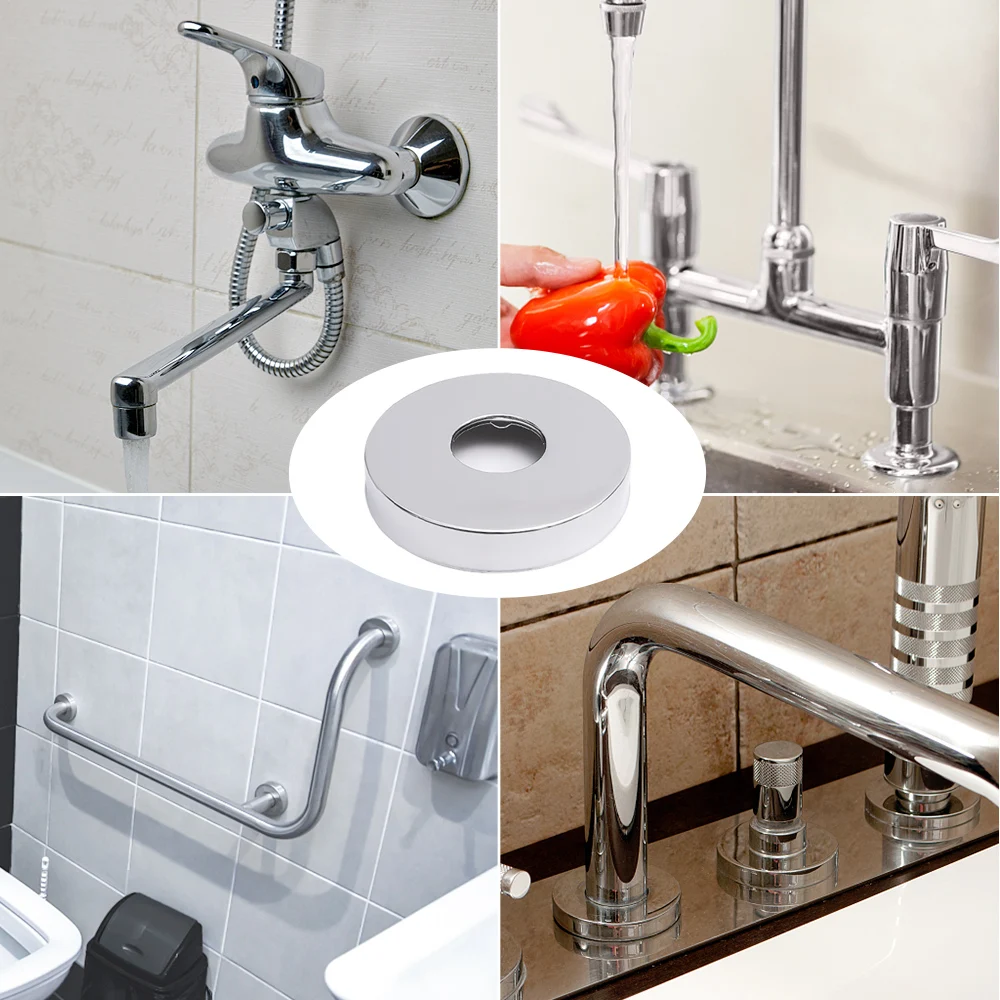 Stainless Steel Faucet Decorative Cover Self-Adhesive Shower Water Pipe Chrome Finish Wall Covers Bathroom Faucet Accessories