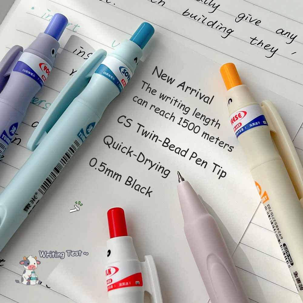 5 Creative Milk Bottle Gel Pens 0.5mm Large Capacity Fun Quick-Drying Pens Simple Cute and Stylish Black Pens