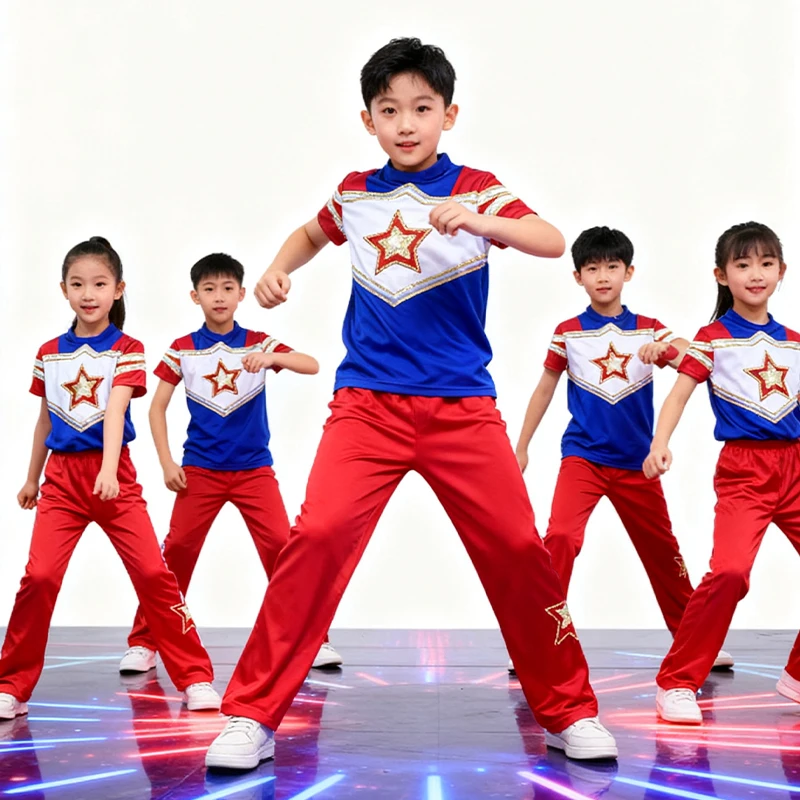 

Children's Cheerleading Outfits School Sports Fitn Gymnastics T Cetition Performance Clothes Cotton Spandex Blend