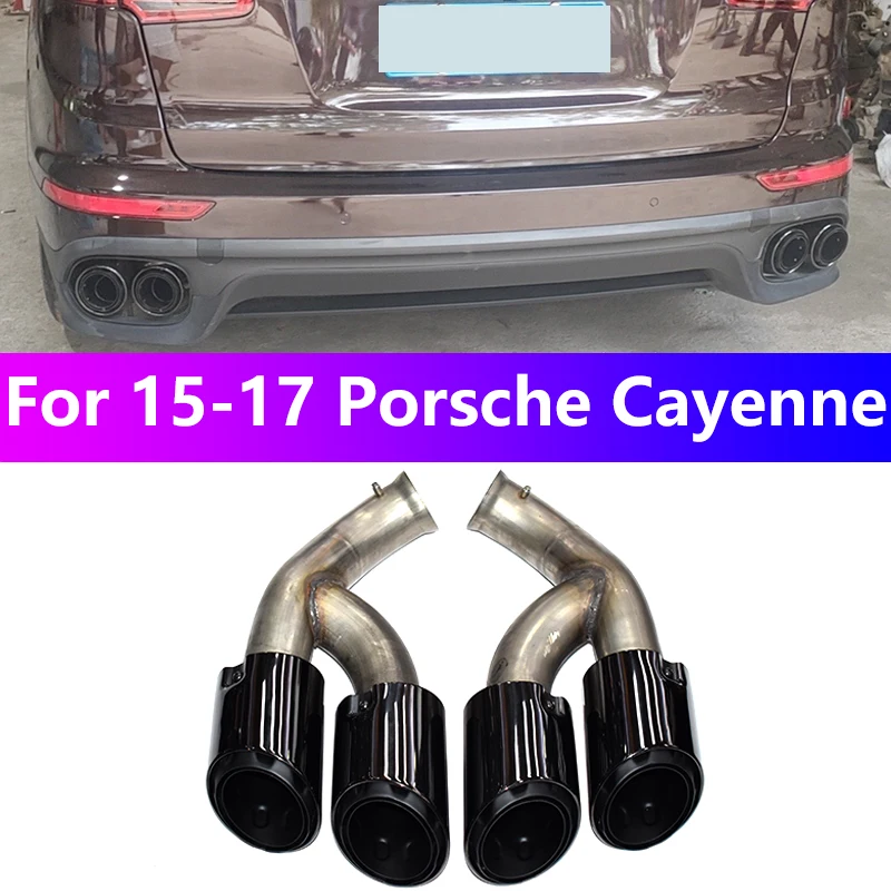 For 2015 to 2017 Porsche Cayenne 958-2 Exhaust Pipe Upgrade GTS Black Stainless Steel Muffler Tailpipe Nozzle