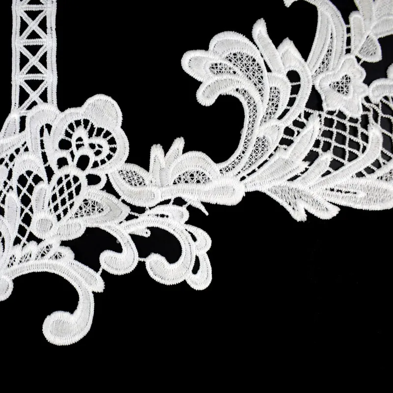 Black Flower Rose Venise Lace Collar Applique Trim, Lace Fabric Sewing Supplies Scrapbooking BW085