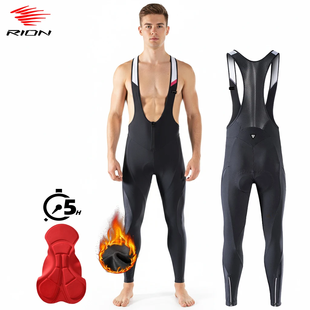 

RION Men's Cycling Pants Winter Pro Road Bike Trousers Padded MTB Tights Bicycle Clothing Thermal Fleece 0-15℃ Biking Outdoors